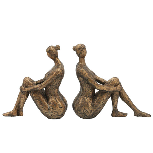 Resin Bronze Lady Bookends, Set of 2