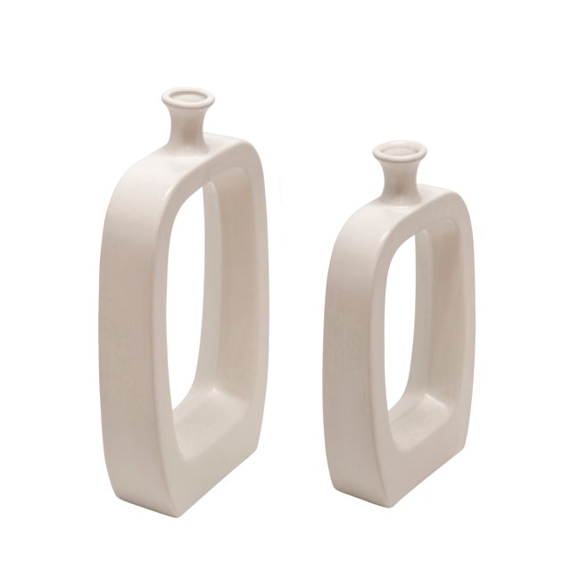 Cutout Midden Vase 18", White
