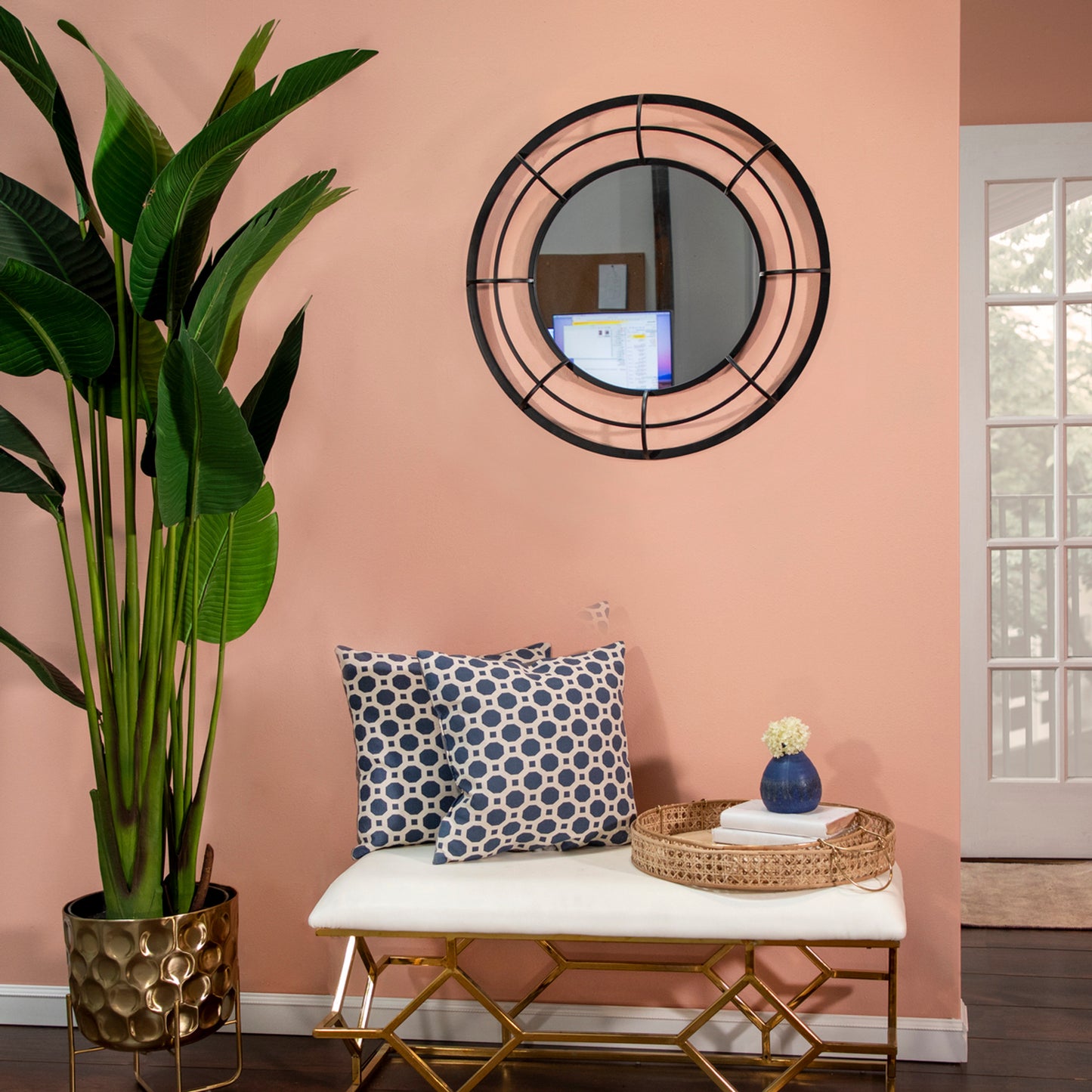 Metal Frame 28" Wall Mirror, Black