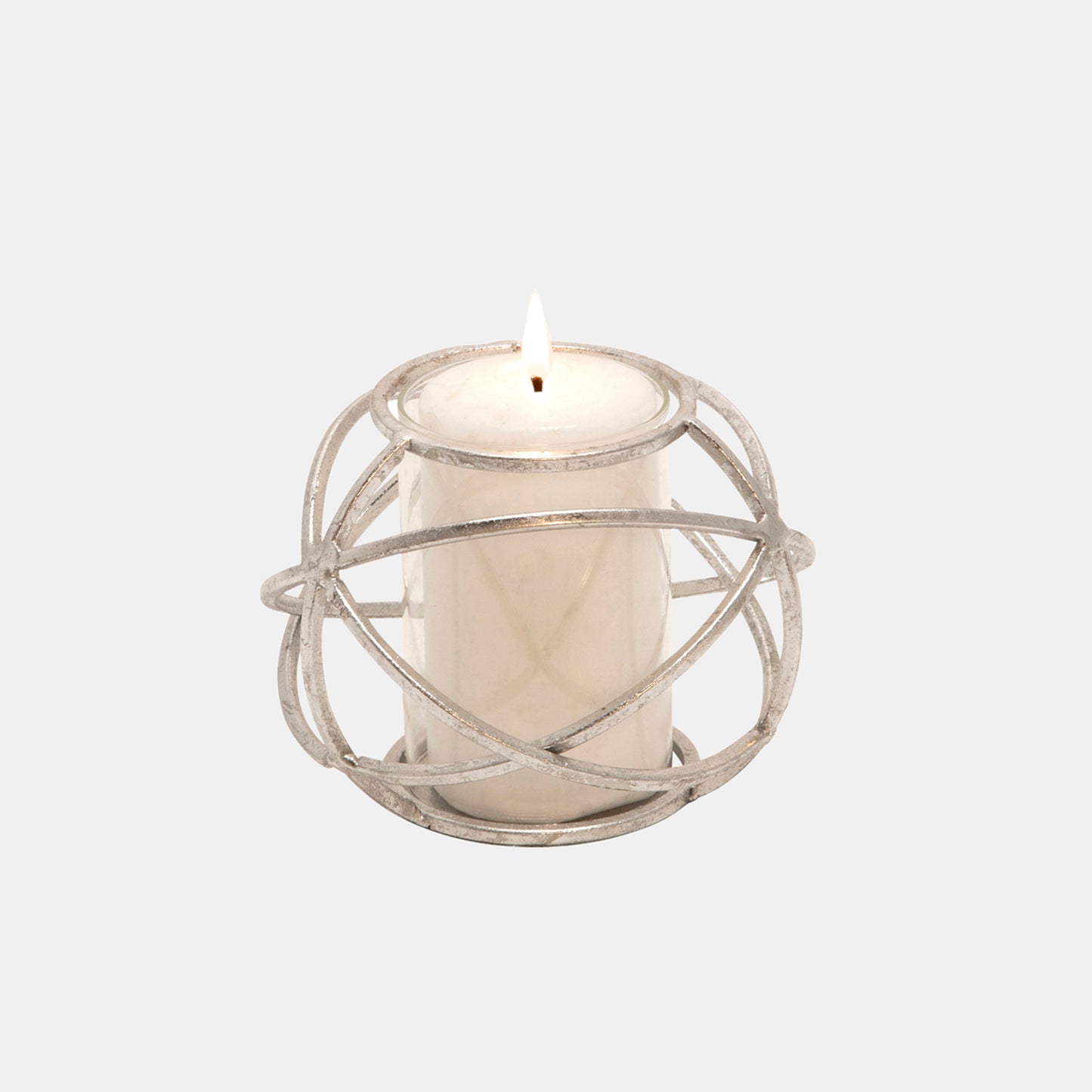 Orb Candle Holder Silver, Set Of 2