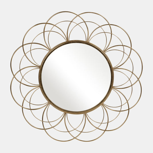 Metal Flower Frame Mirror, Gold