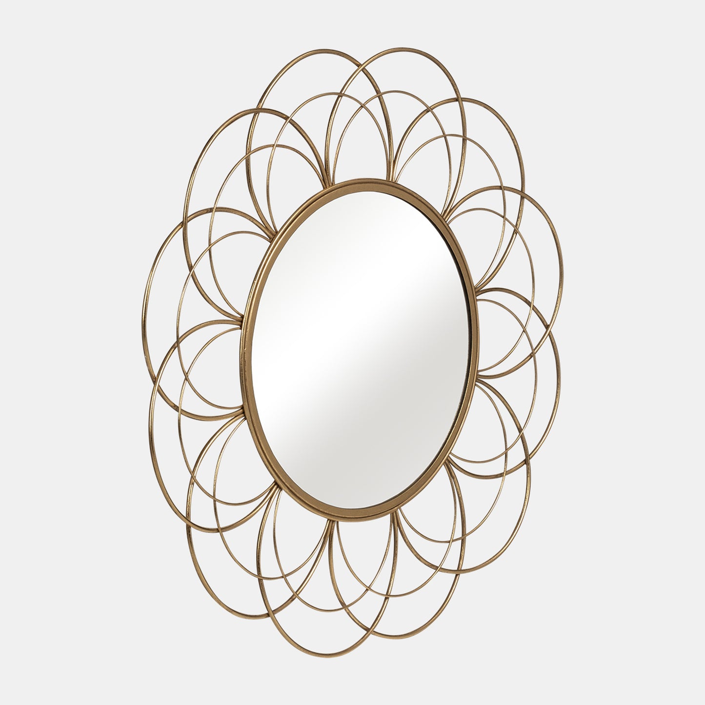 32 Inch Metal Flower Frame Mirror Wb - Gold
