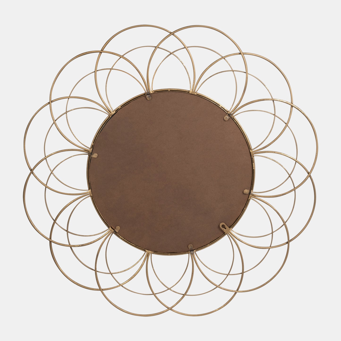 32 Inch Metal Flower Frame Mirror Wb - Gold