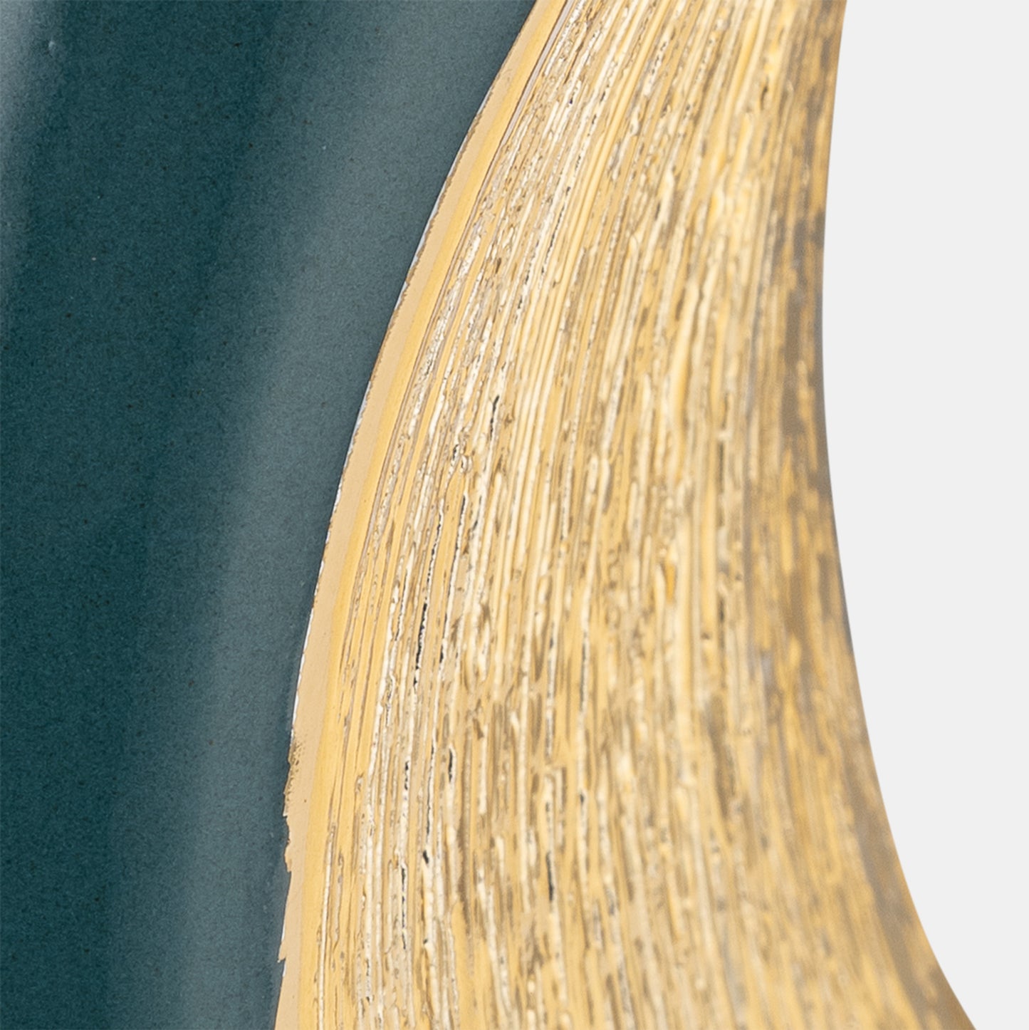 13"h Cer, 2-tone Scratched Oval Vase
