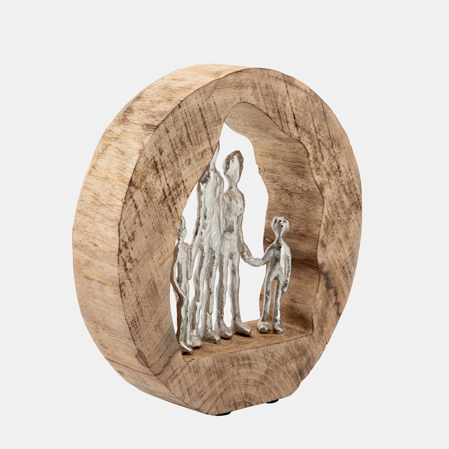 Aluminum Family In Mango Wood, Silver, Brown