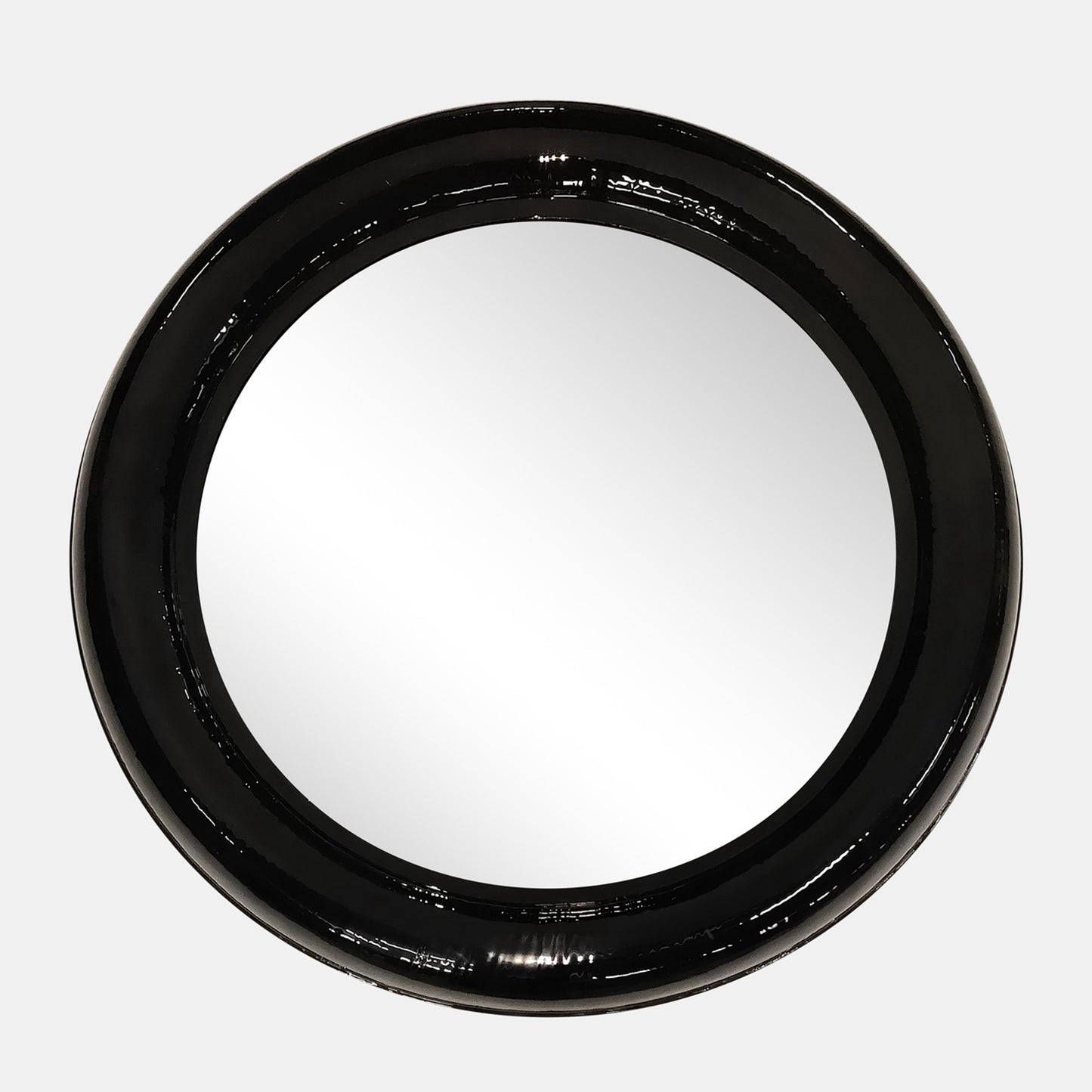 36" Metal Round Mirror, Black