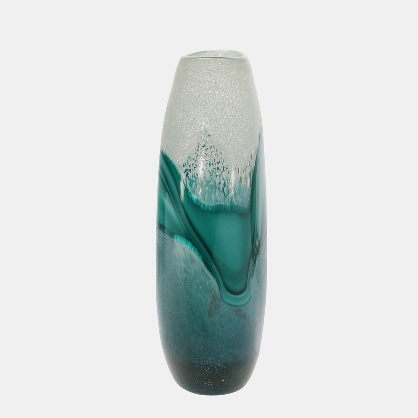 17" H Glass Vase, Green Mix