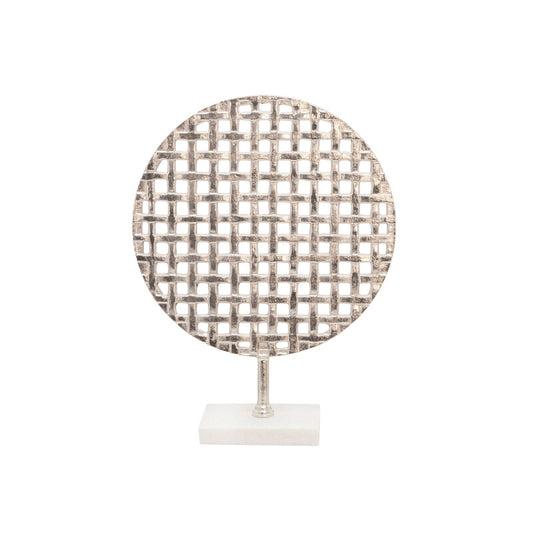 Mesh Deco On Marble Base 18", Silver