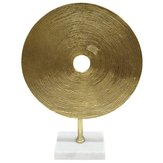 Gold Disc On Marble Base 21"