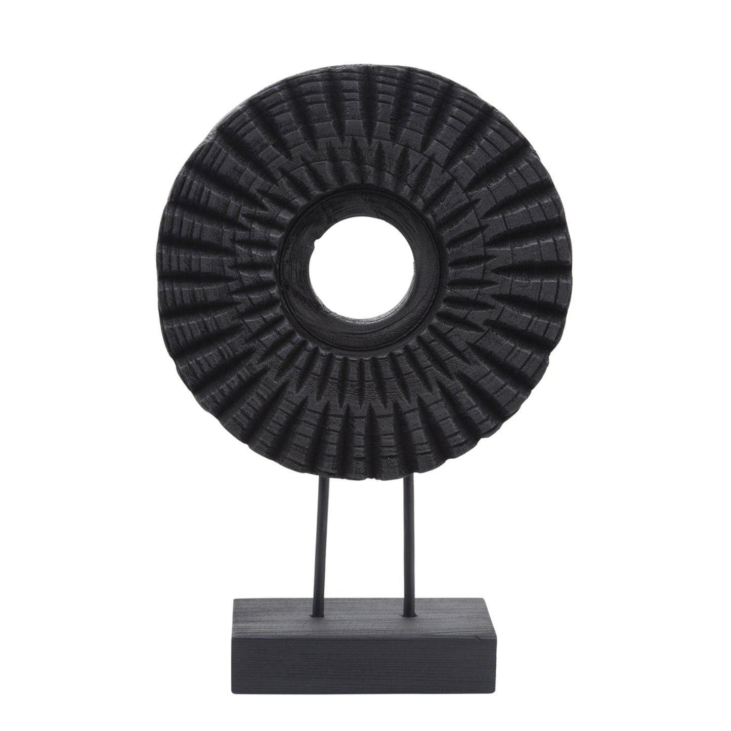 15" Wood Disc Table Top Decor Black