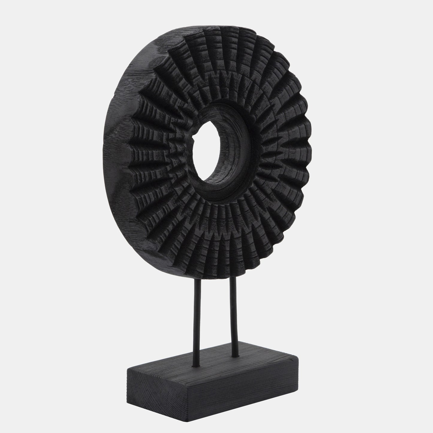 15" Wood Disc Table Top Decor Black