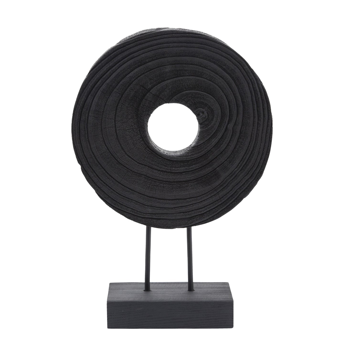 15" Wood Disc Table Top Decor Black