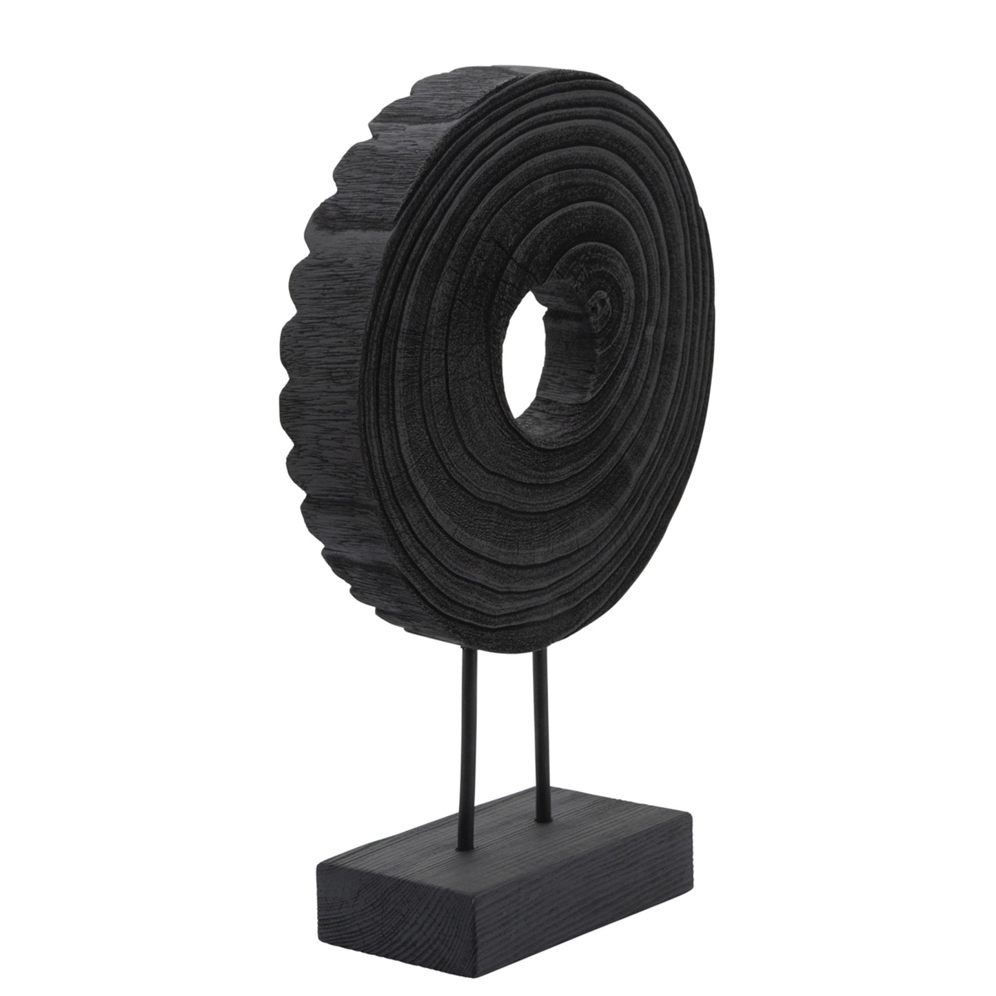 15" Wood Disc Table Top Decor Black