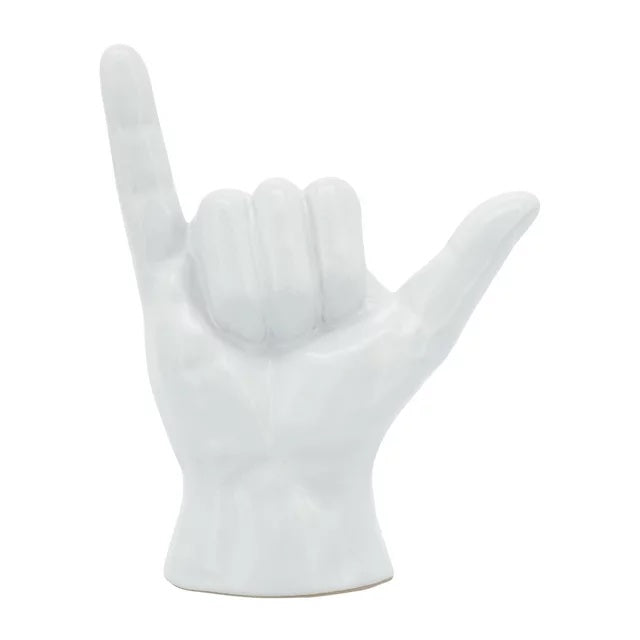 7"h, "Hang Loose" Hand, White