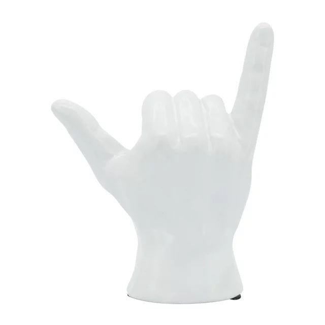 7"h, "Hang Loose" Hand, White