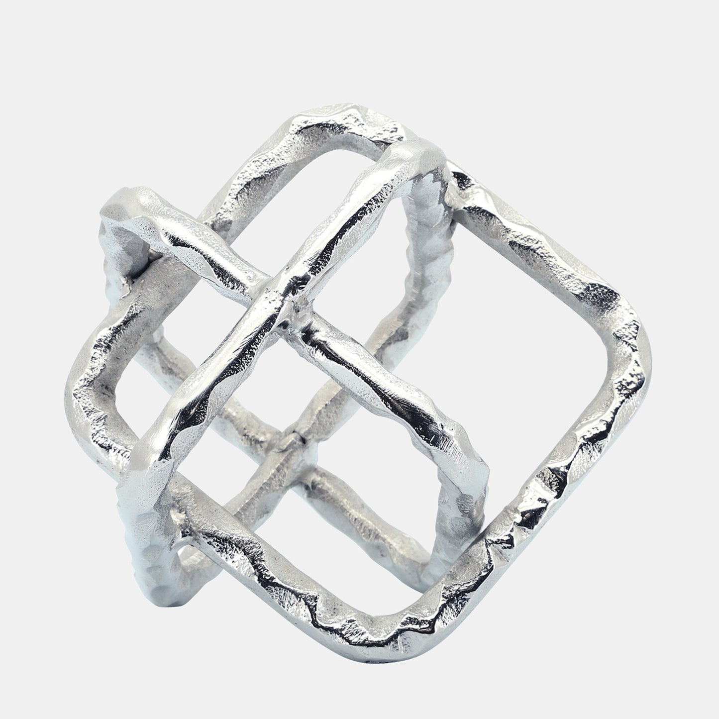 Metal 7" Square Orbs, Silver