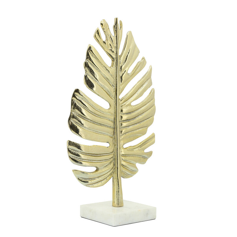 18" Palm Leaf Table Deco, Gold