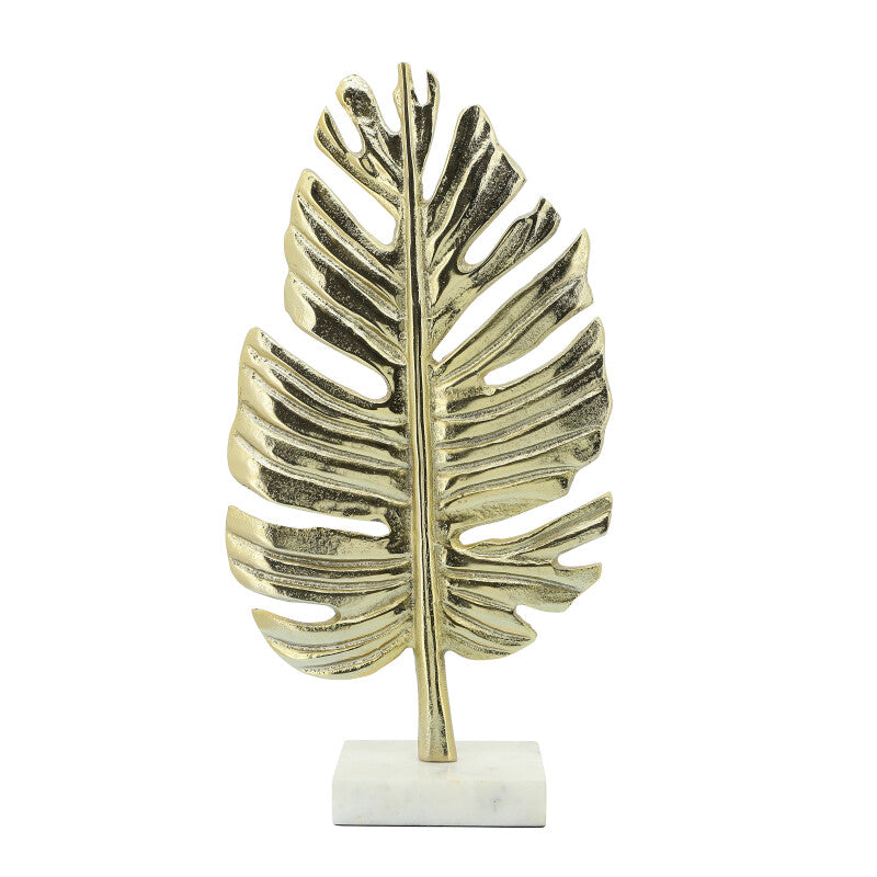 18" Palm Leaf Table Deco, Gold