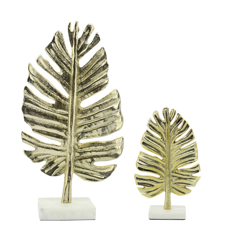 18" Palm Leaf Table Deco, Gold