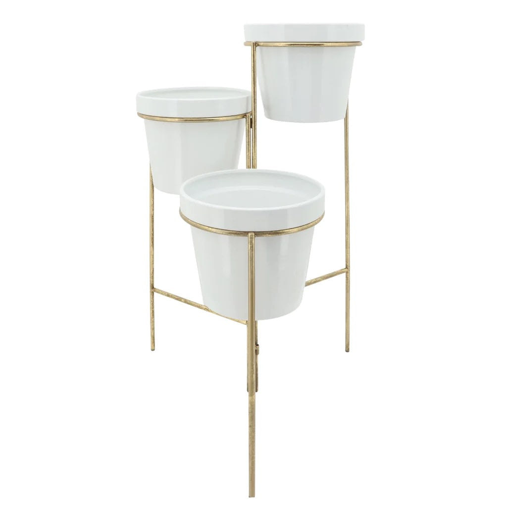 Trei White Planters