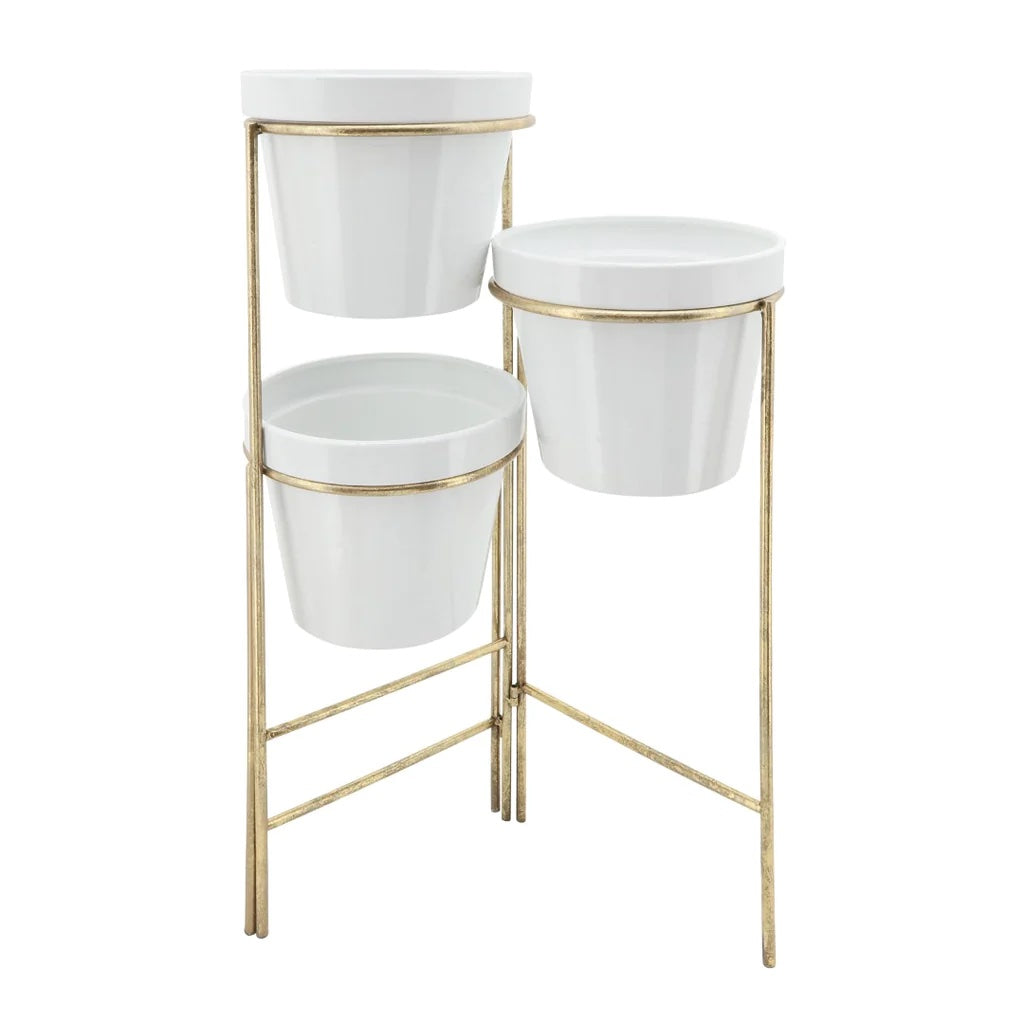 Trei White Planters