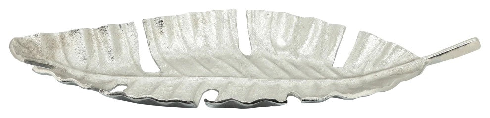 22" Metal Leaf Tray, Silver