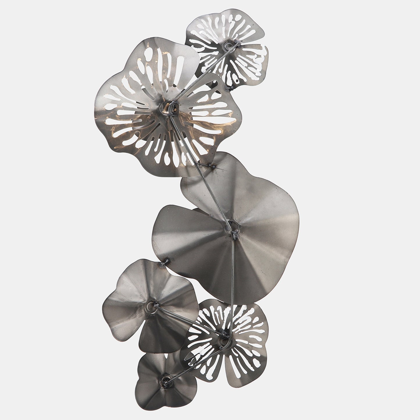 33" Metal Flowers Wall Deco, Black/Gold