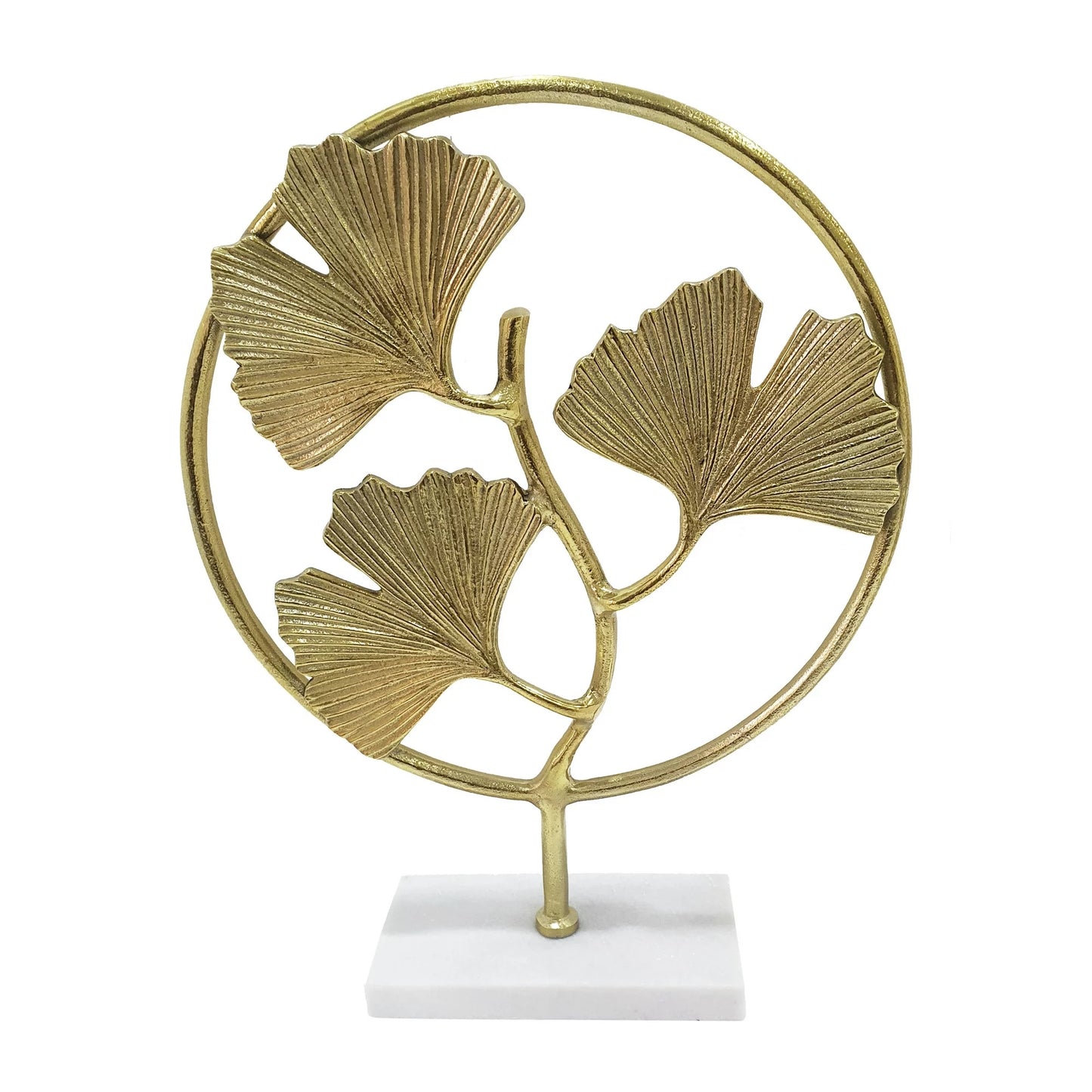 18" H Metal Gingko Leaf On Stand, Gold