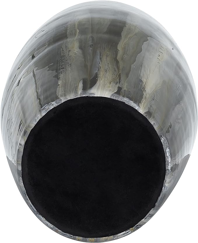 Glass Vase With Metal Ring, Champagne