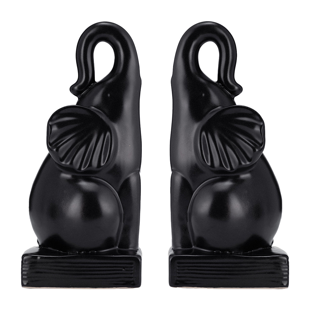 Elephant Bookends Black, Set Of 2