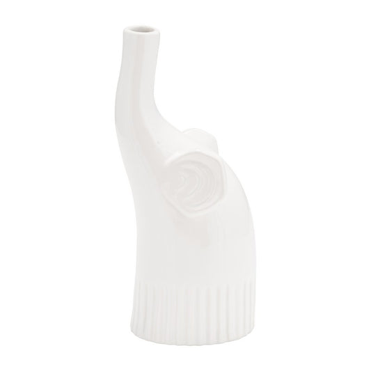 Elephant 12" Ceramic Deco, Matte White
