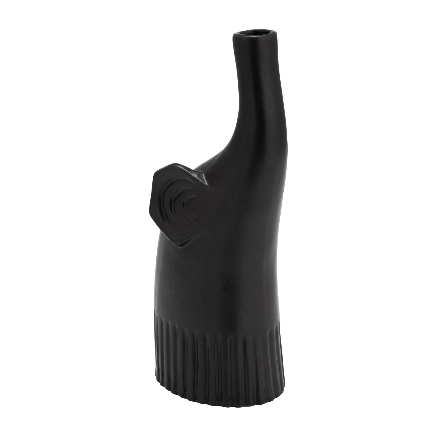 12"h Cer, Elephant Deco,matte Black