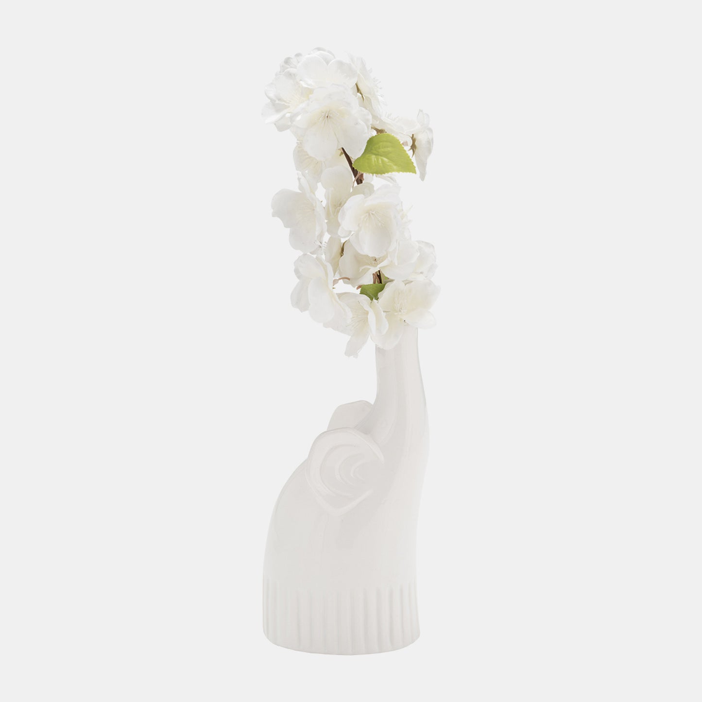 Elephant 9" Ceramic Deco, Matte White