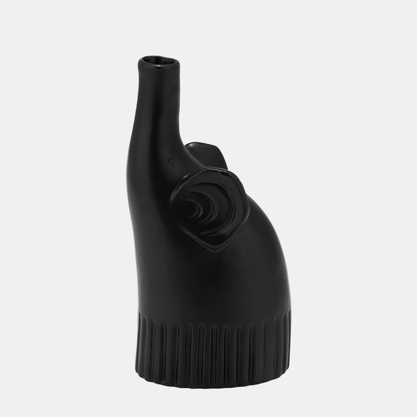 Elephant 9" Ceramic Deco, Matte Black
