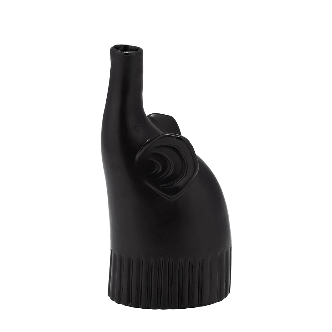 Elephant 9" Ceramic Deco, Matte Black