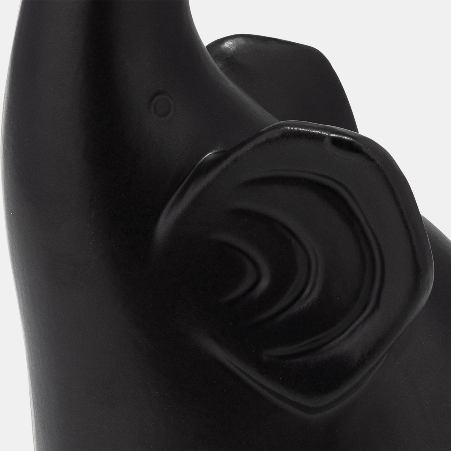 Elephant 9" Ceramic Deco, Matte Black