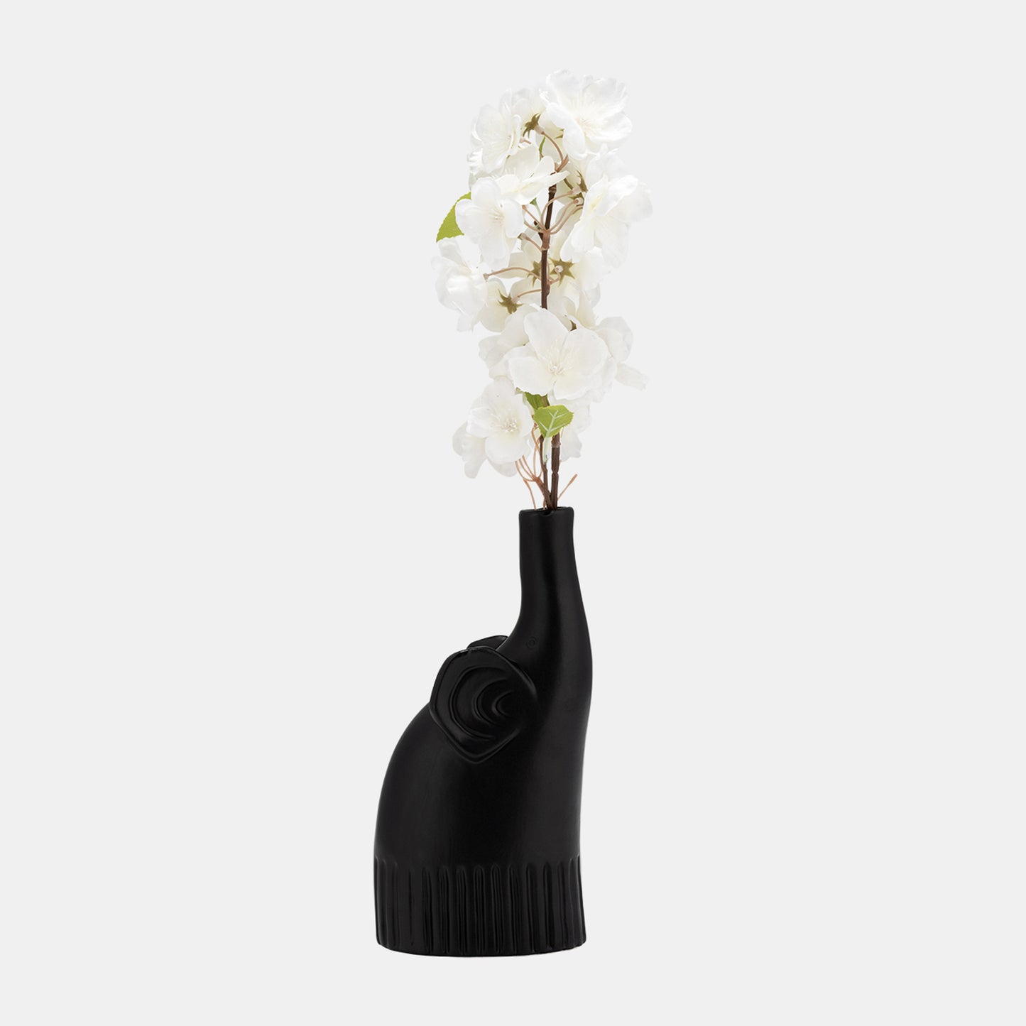 Elephant 9" Ceramic Deco, Matte Black