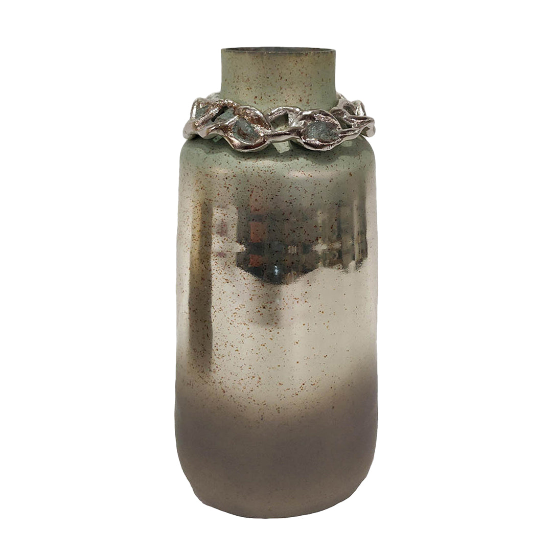 Aloe Glass Vase 15" with Bracelet Nickel