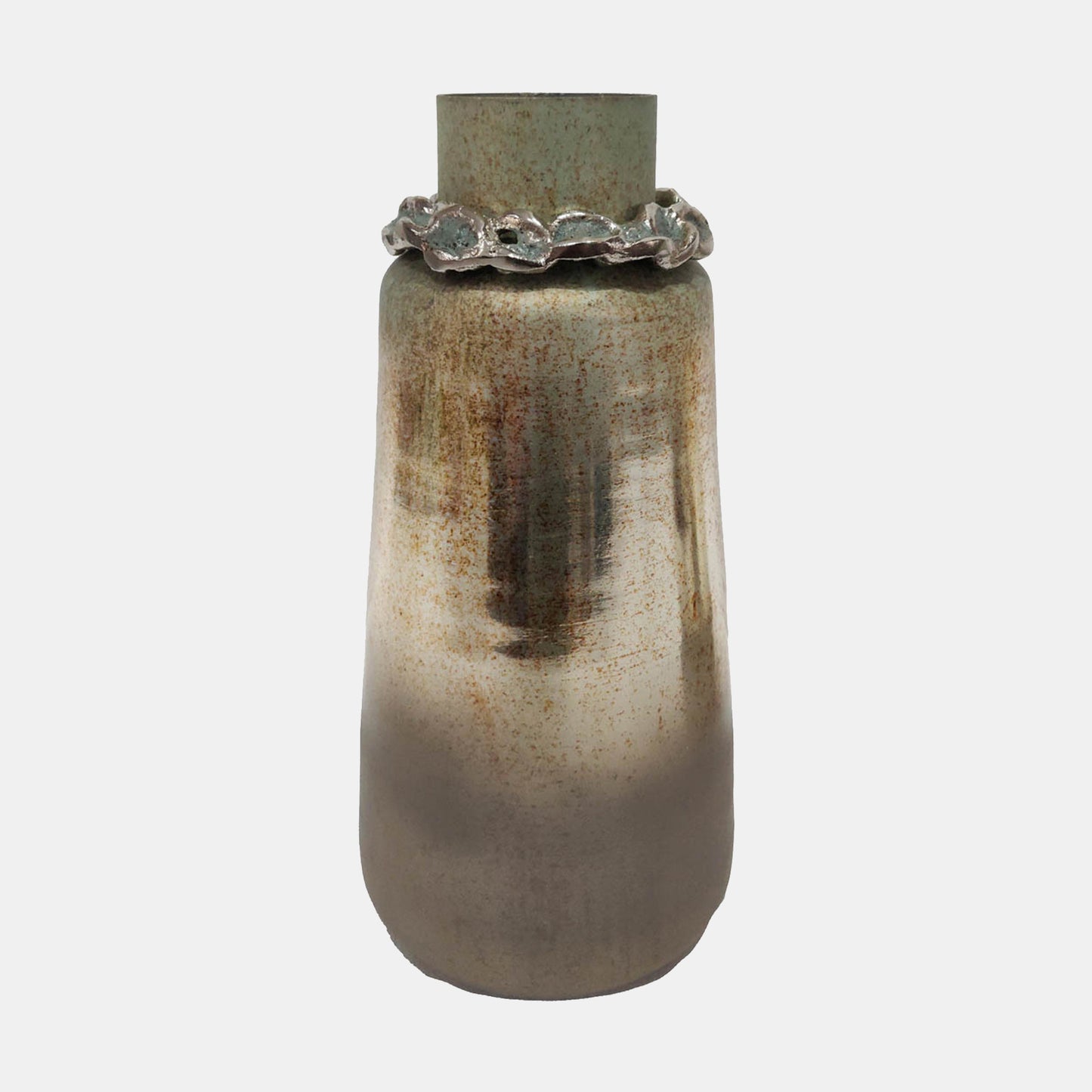 Aloe Glass Vase 17" with Bracelet Nickel