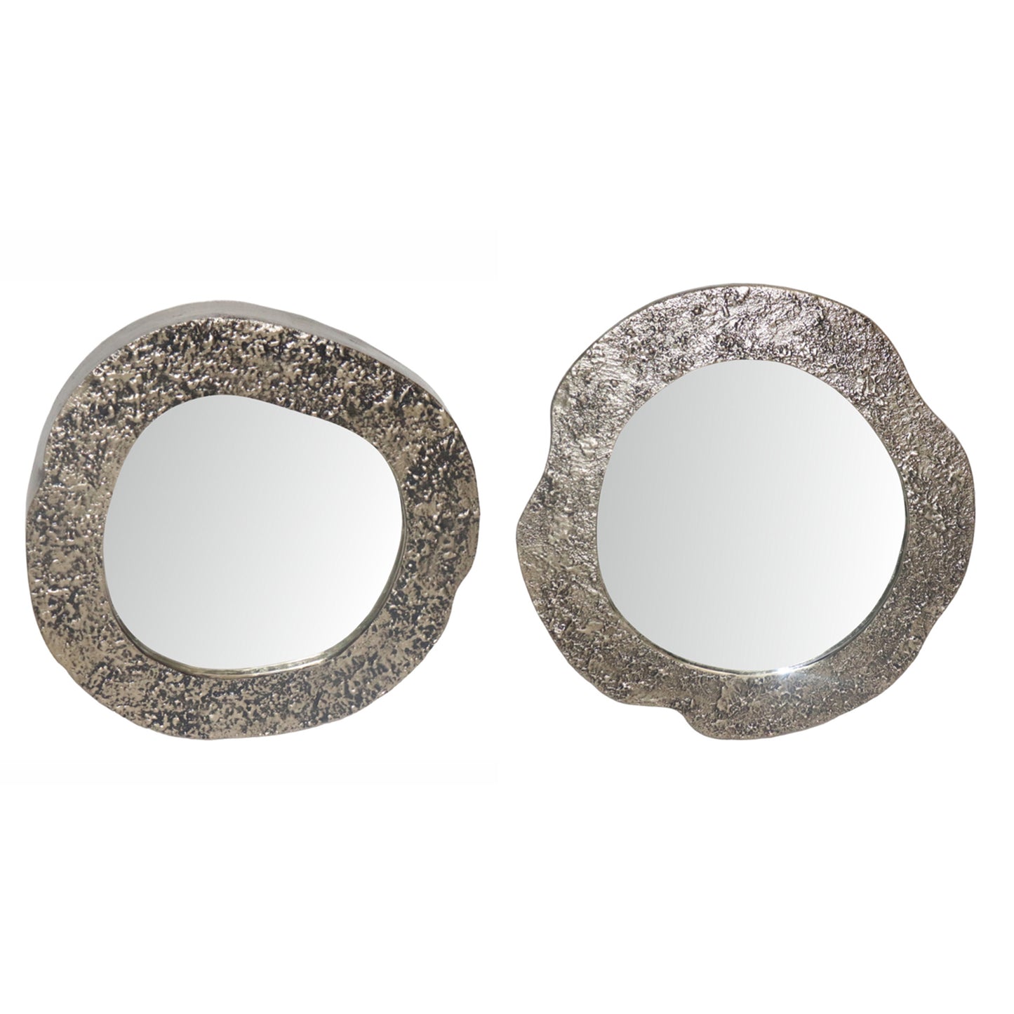 15/20" Textured Mirrors, Silver Set Of 2