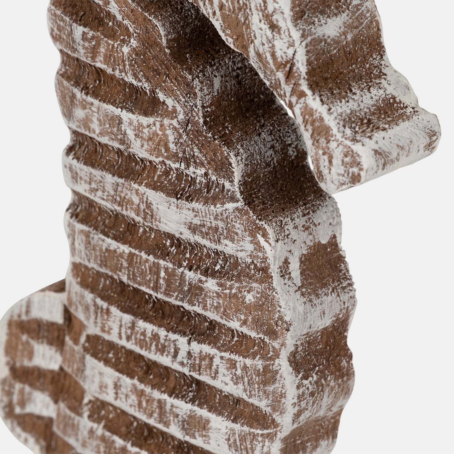 11"h Wood Seahorse, Rustic White