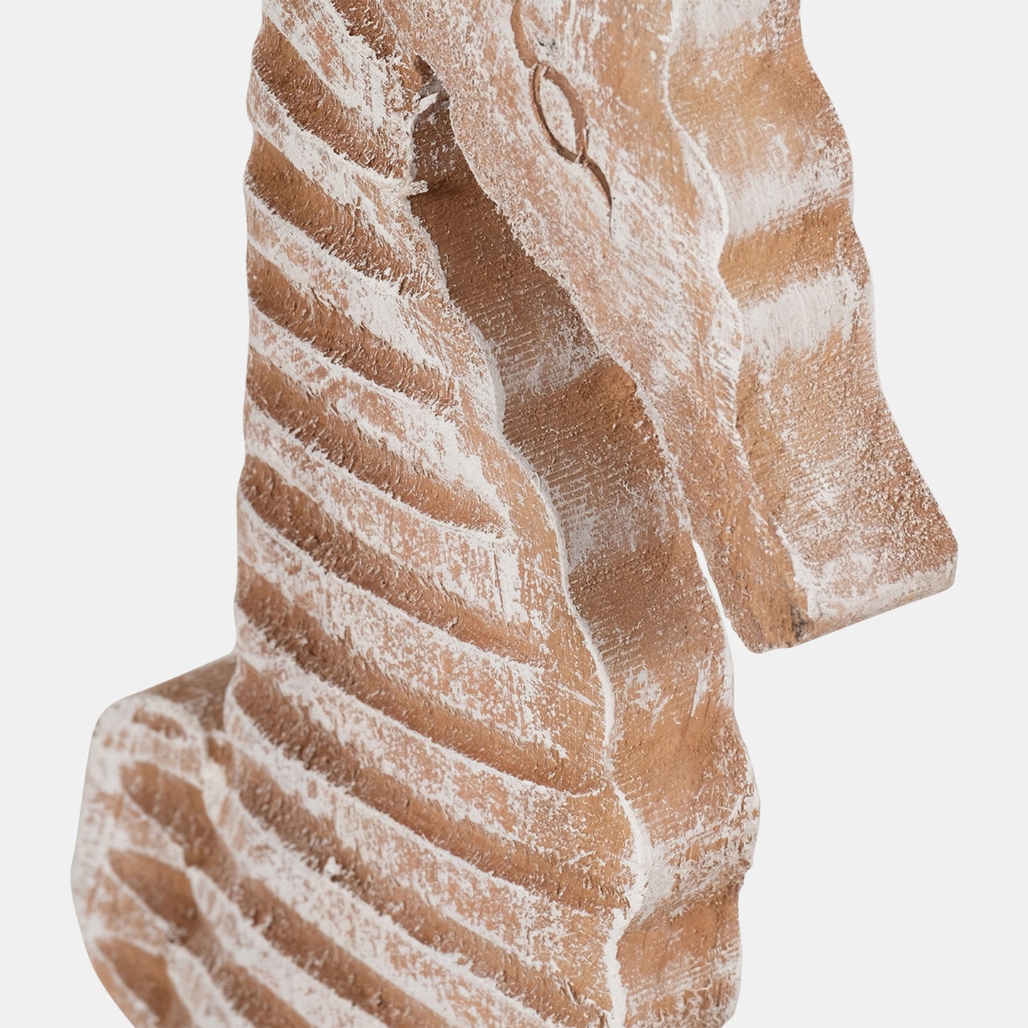13"h Wood Seahorse, Rustic White