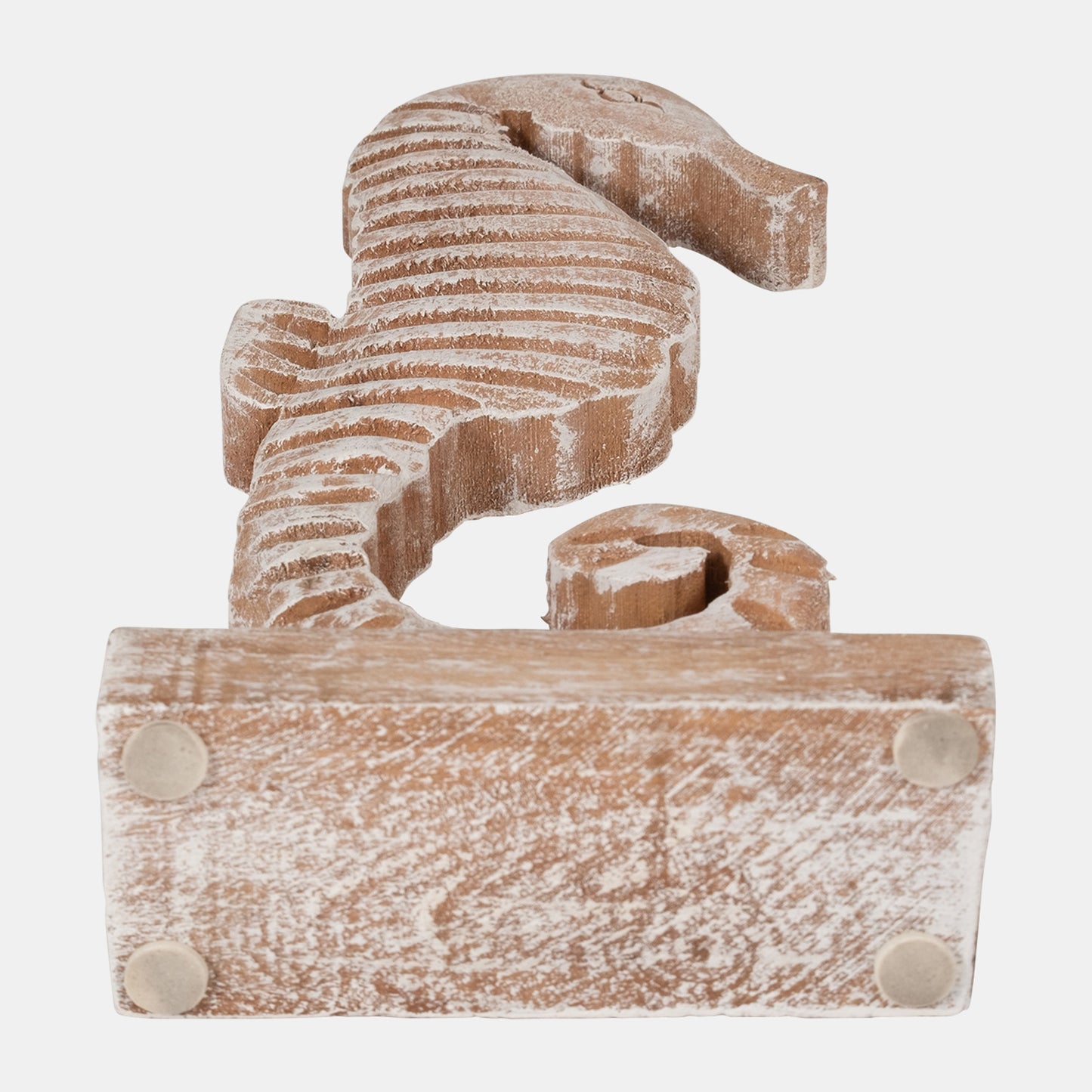 13"h Wood Seahorse, Rustic White