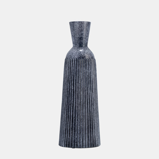 Grooved Glass Vase 16", Blue