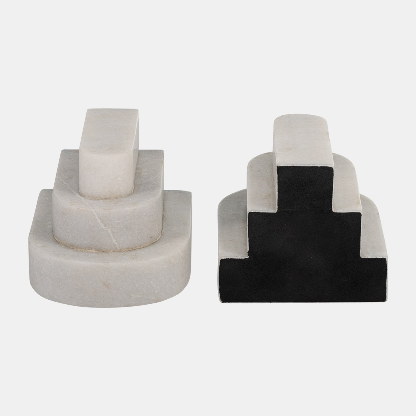 Marble Layered Arches Bookends, Set Of 2