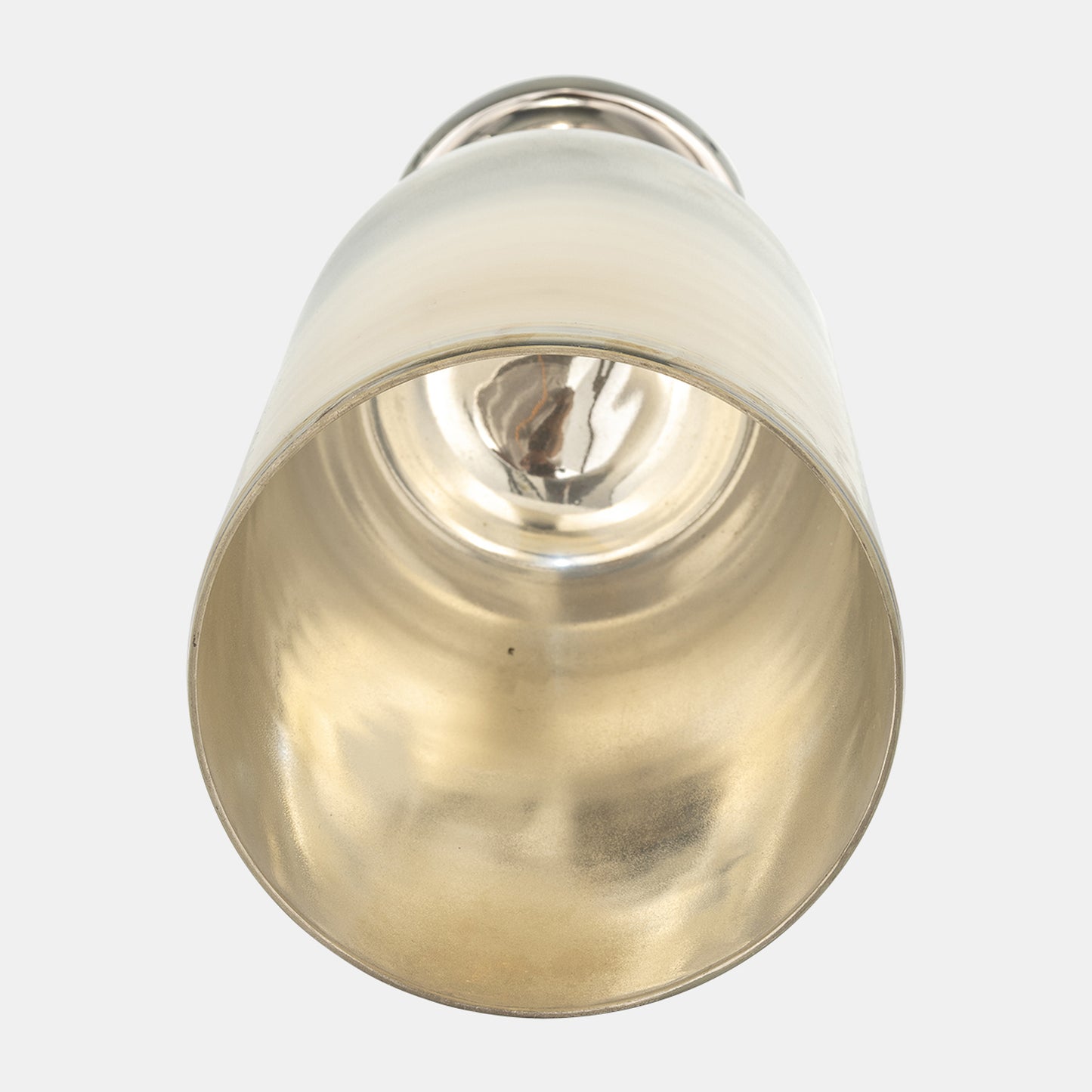 17" Glass Vase W/ Metal Base Stone Accent