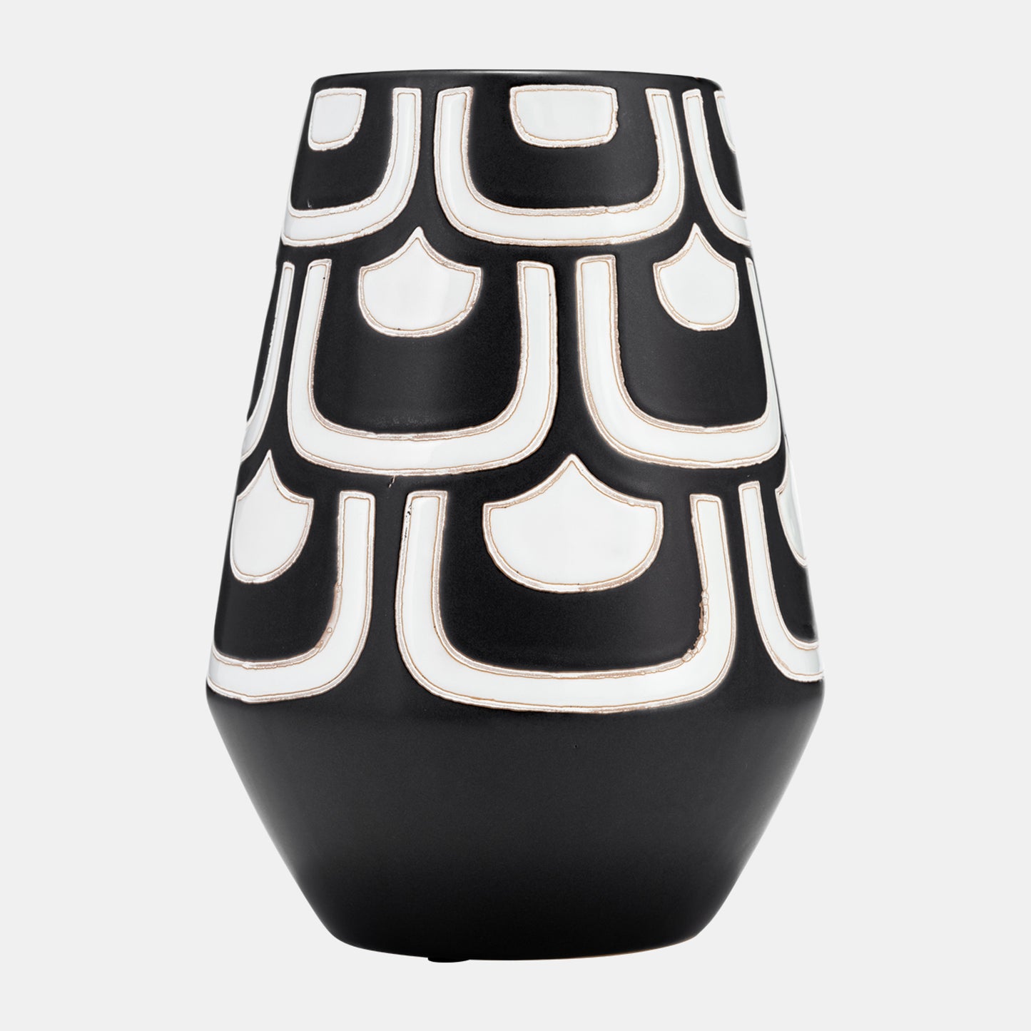Ceramic Tribal Vase, Black and White