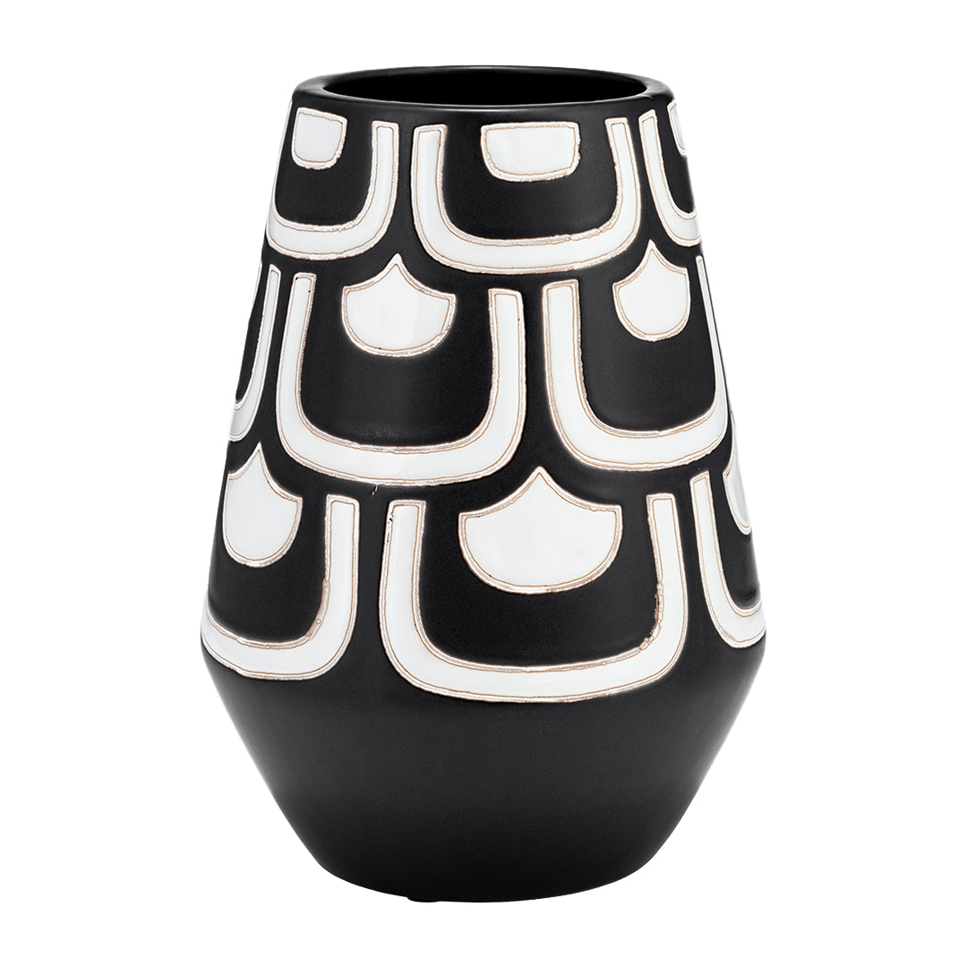 Ceramic Tribal Vase, Black and White