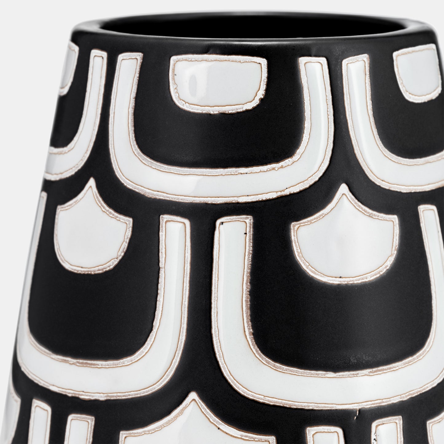 Ceramic Tribal Vase, Black and White