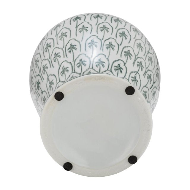 Ceramic 14"H Temple Jar, Green/Gold